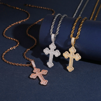 Colgante Cruz con Diamantes de Laboratorio – Oro de 14k