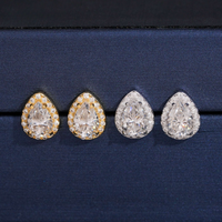 Pendientes de Halo con Diamantes de Laboratorio de Talla Pera – Oro de 14k