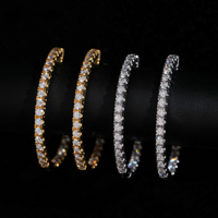 Pendientes de aro tipo Pavé de 2 mm con diamantes de laboratorio – Oro de 14k