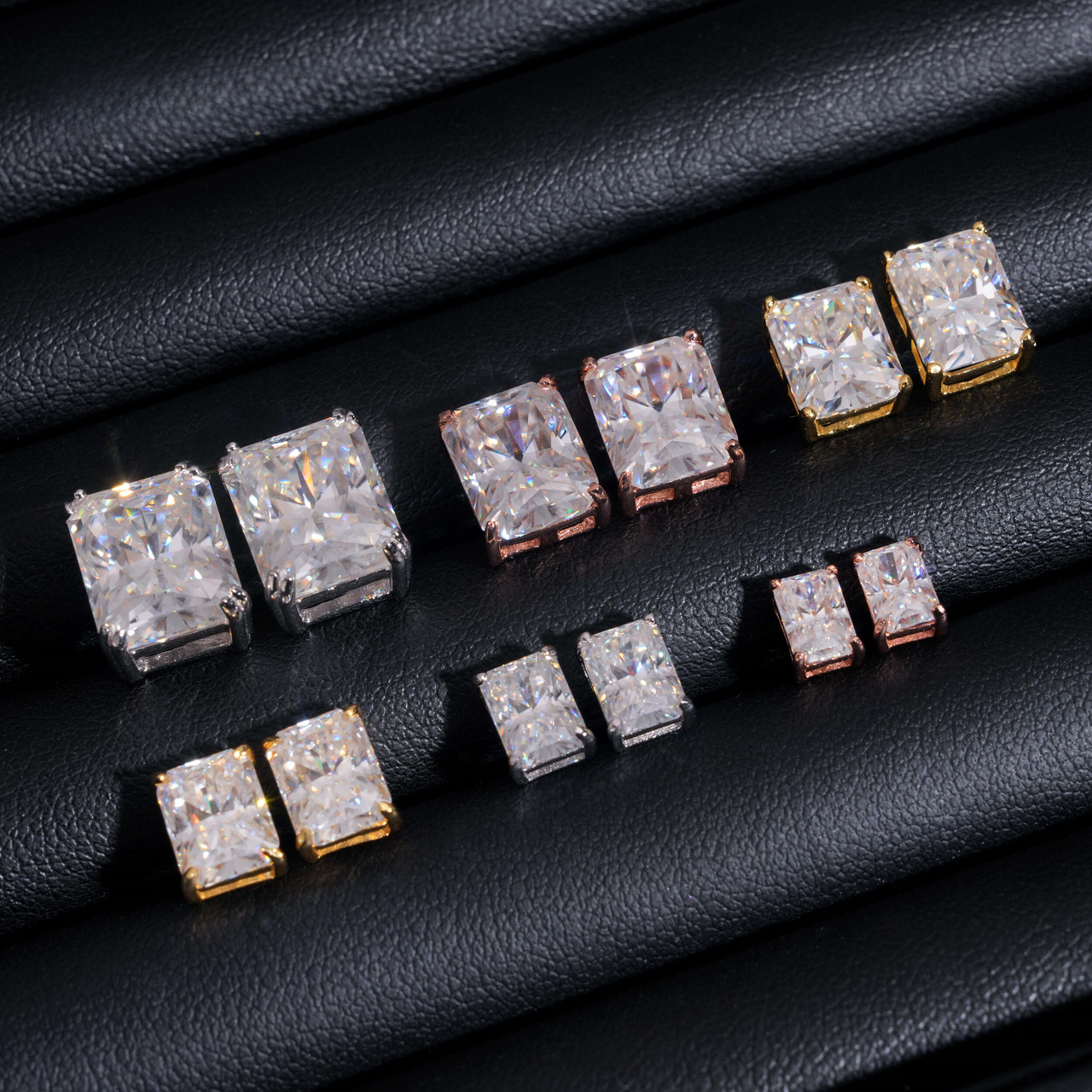Pendientes de tuerca con diamante de laboratorio de corte radiante – Oro de 14k
