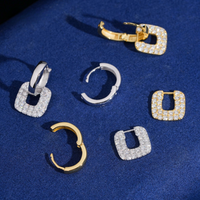 Aretes de aro cuadrados pavé con diamante de laboratorio – Oro de 14k