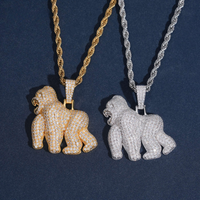 Colgante Gorila de Diamante Sintético – Oro de 14k