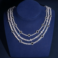 Collar Tenis de Trébol – Moissanita de Oro de 14k