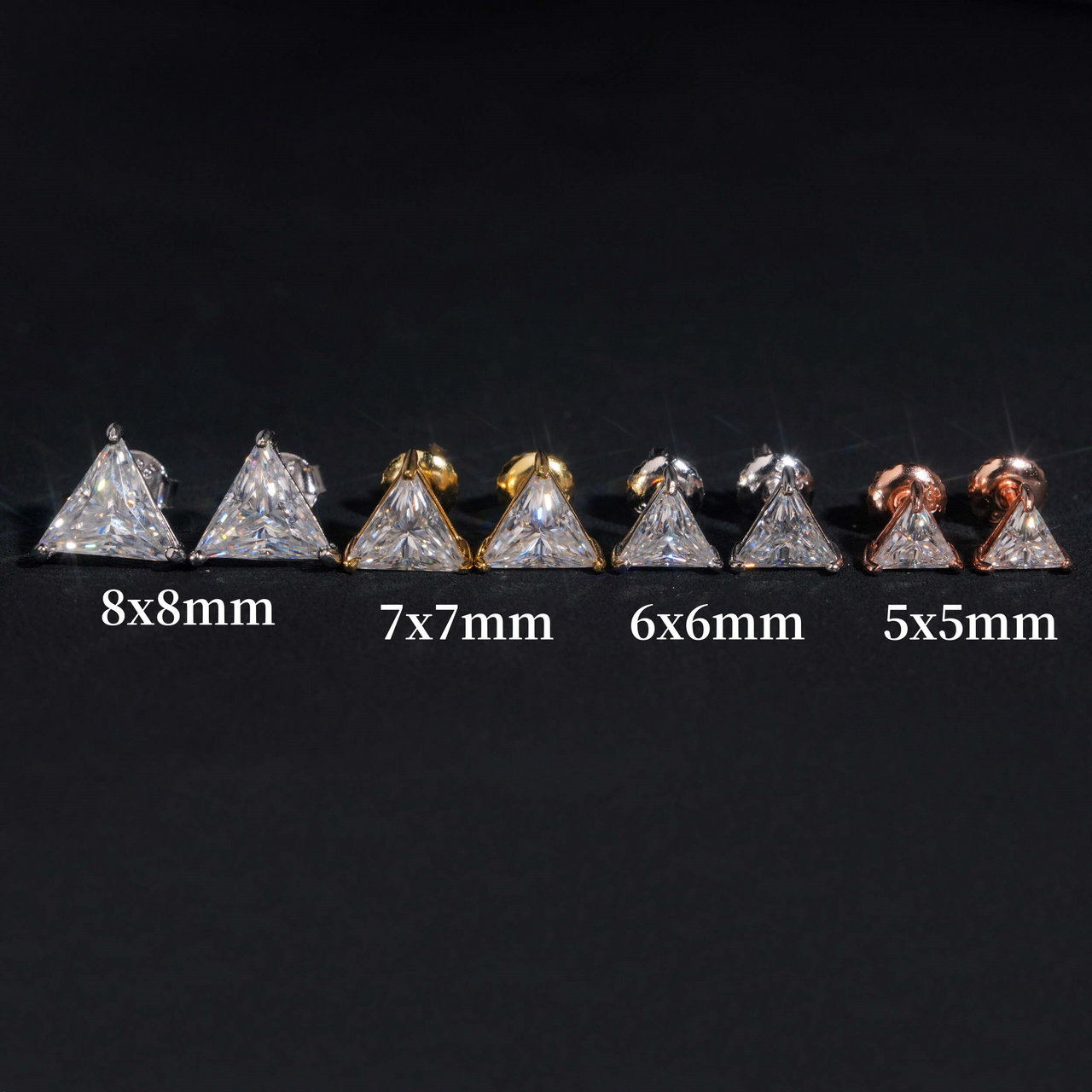 Pendientes de botón con corte triangular de diamante cultivado – Oro de 14k