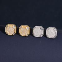 Pendientes de racimo de laboratorio con diamantes de talla octogonal y oro de 14k