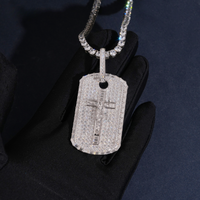Colgante de chapa militar de Jesús con diamante de laboratorio – Oro de 14k