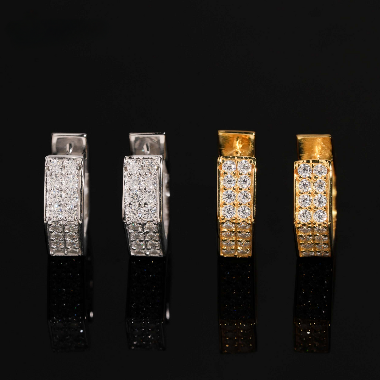 Pendientes de Aro Hexagonales Pavé Diamantes de Laboratorio – Oro de 14k