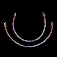 Pulsera de tenis de corindón arcoíris de 3mm con circonitas
