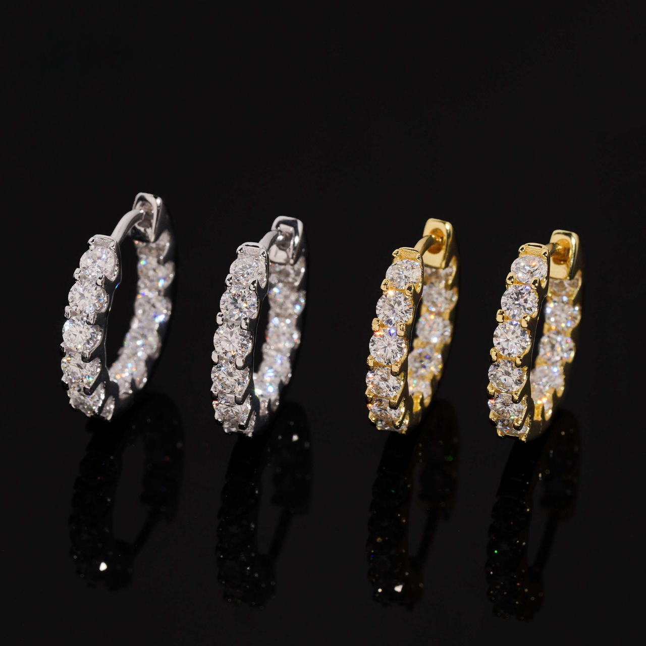 Pendientes de aro Pavé de diamantes creados en laboratorio – Oro de 14k
