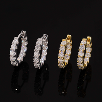 Pendientes de aro Pavé de diamantes creados en laboratorio – Oro de 14k