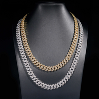 Collar de eslabones cubanos con incrustaciones de púas de 12 mm, oro de 14k con diamantes de laboratorio