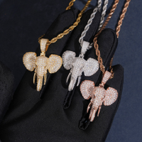 Dije de cabeza de elefante con diamante de laboratorio – Oro de 14k