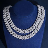 Cadena cubana con eslabones de 16 mm, 3 hileras, pavé completo, oro de 14k, diamantes de laboratorio