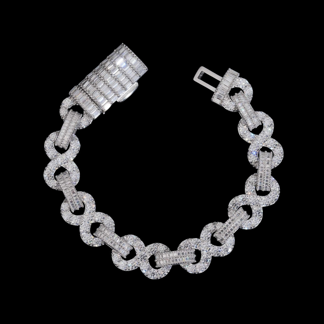 Pulsera Baguette de Eslabones Infinitos – Diamante de Laboratorio VVS Oro de 14k