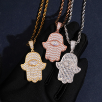 Colgante de marquesa con mano de Hamsa y diamante cultivado – Oro de 14k
