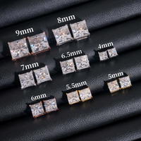 Pendientes de oro de 14 quilates con diamantes de laboratorio cuadrados de talla princesa