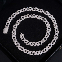 Cadena Eslabón Infinito Sólido de 10 MM con Pavé Completo – Oro de 14k Diamantes de Laboratorio