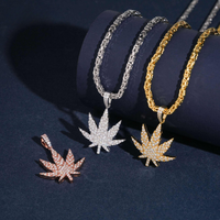 Colgante Hoja de Marihuana Diamante de Laboratorio – Oro de 14k