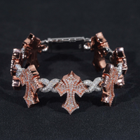 Pulsera de oro de 14k con diamante Infinity Cross cultivado en laboratorio