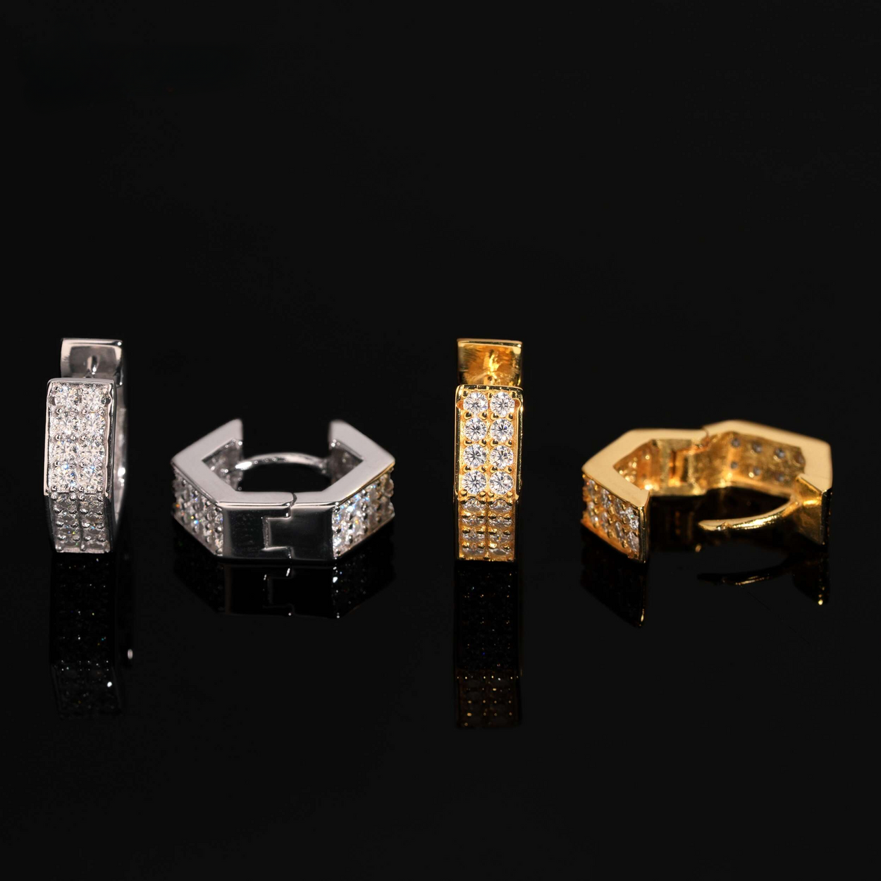 Pendientes de Aro Hexagonales Pavé Diamantes de Laboratorio – Oro de 14k