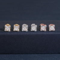 Pendientes de botón con corte princesa, diamante de laboratorio – Oro de 14k