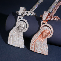 Colgante Virgen María de Laboratorio con Diamantes - Oro de 14k