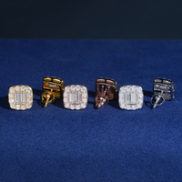 Pendientes Cuadrados Pavé Doble Baguette de Diamantes Creados en Laboratorio – Oro de 14k
