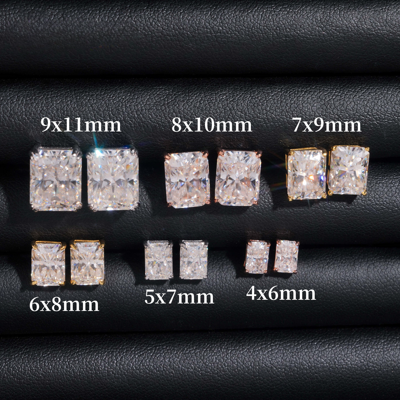 Pendientes de tuerca con diamante de laboratorio de corte radiante – Oro de 14k