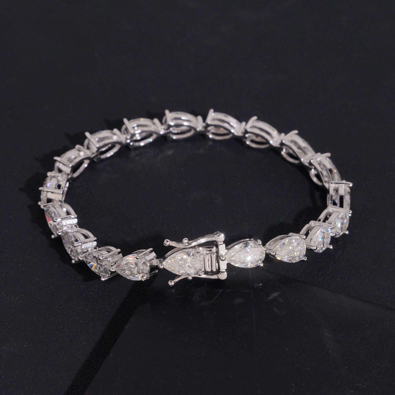 Pulsera de tenis con perlas – Diamantes cultivados VVS oro de 14k