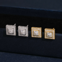 Pendientes de racimo con corte princesa cuadrado, diamantes de laboratorio – Oro de 14k