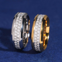 Anillo de oro de 14k con diamantes de laboratorio pavé multi-hilera tipo eternidad