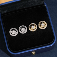 Round Sunburst Pavé Cluster Stud Earrings Lab Diamond – 14k Gold