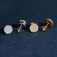 Pendientes de botón redondos de diamante cultivado en laboratorio – Oro de 14k