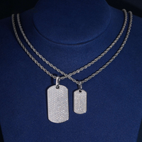 Colgante de chapa militar helado con diamantes de laboratorio – Oro de 14k