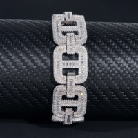 Pulsera de Eslabones de Baguette de 20 mm Gruesa con Diamantes de Laboratorio – Oro de 14k