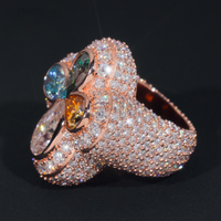 Anillo de diamantes de laboratorio trébol de cuatro hojas multicolor – Oro de 14k