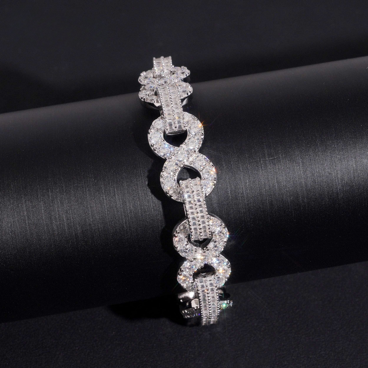 Pulsera Baguette de Eslabones Infinitos – Diamante de Laboratorio VVS Oro de 14k