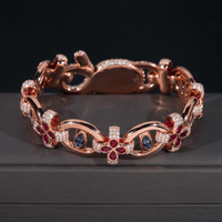 Brazalete con Diamantes de Laboratorio en Forma de Flor Multicolor Infinita – Oro de 14k