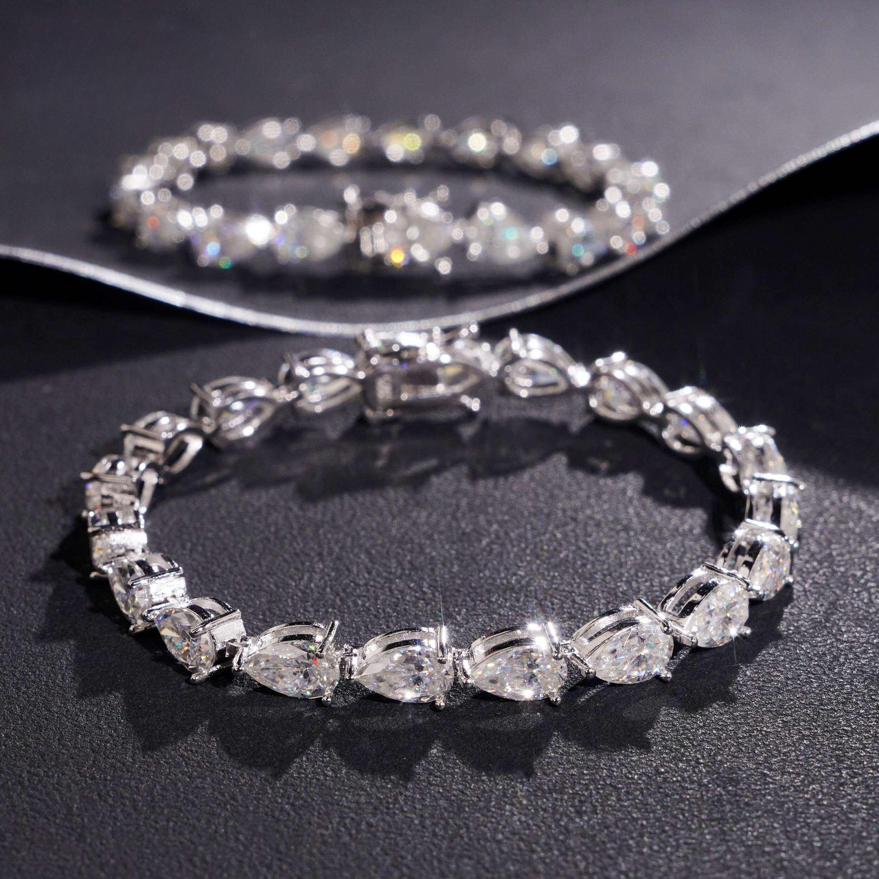 Pulsera de tenis con perlas – Diamantes cultivados VVS oro de 14k