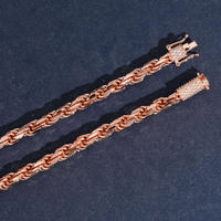 Twisted Rope Chain with Pavé Box Clasp – 14k Gold