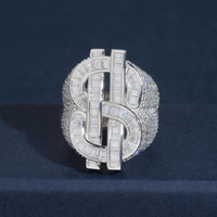 Anillo de oro de 14k con diamante de laboratorio con diseño de dólar y baguette