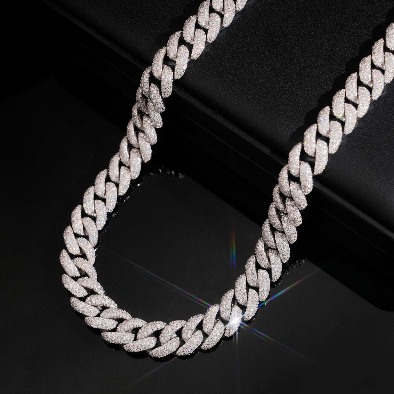 FIND LOCK PICTURE Solid 14MM Mosaic Pavé Cuban Link Necklace – 14k Gold