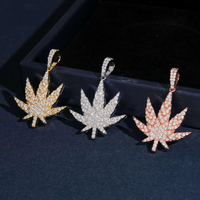 Colgante Hoja de Marihuana Diamante de Laboratorio – Oro de 14k