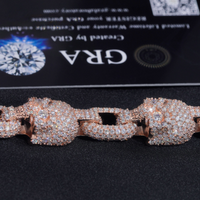 Pulsera pesada de calaveras con eslabones y diamantes de laboratorio – Oro de 14k