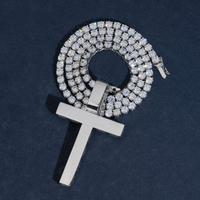 Colgante Cruz Baguette Sólido Diamante de Laboratorio – Oro de 14k