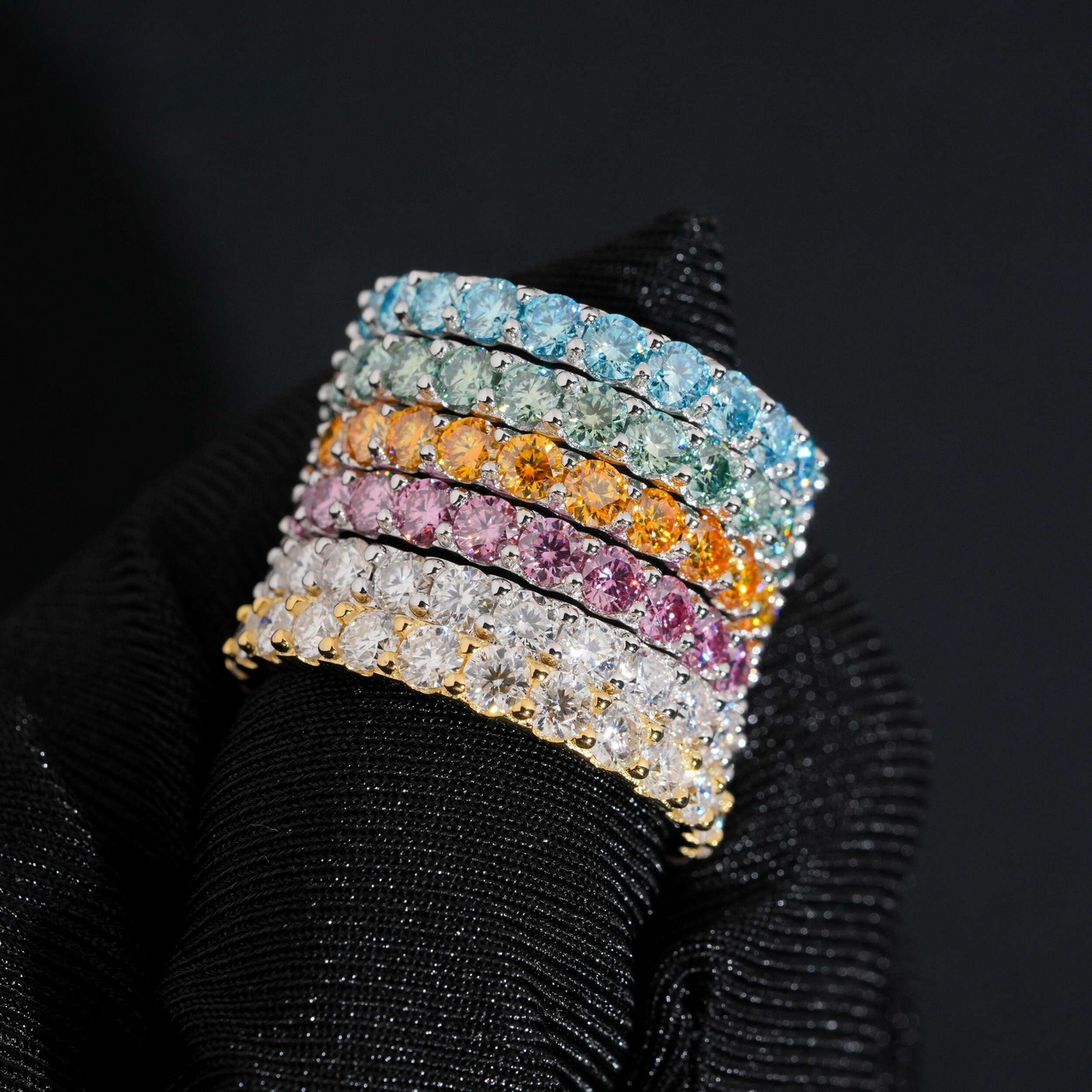 Anillo de diamantes de laboratorio Eternity de varias filas – Oro de 14k