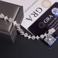Pulsera de tenis con diamantes de laboratorio en forma de círculo y estrella – 14k
