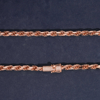 Twisted Rope Chain with Pavé Box Clasp – 14k Gold