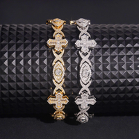 Pulsera Ojo Turco Cruz Baguette con Diamantes de Laboratorio – Oro de 14k