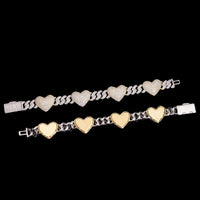 Pulsera con eslabones de corazón estilo cubano y diamante de laboratorio – Oro de 14k
